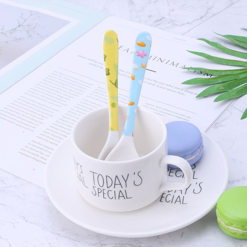 1pc Baby Spoon Straight Head Feeding Training Cutlery Flatware Tableware Infant Children Kids Safe Feeder Learning Supplies