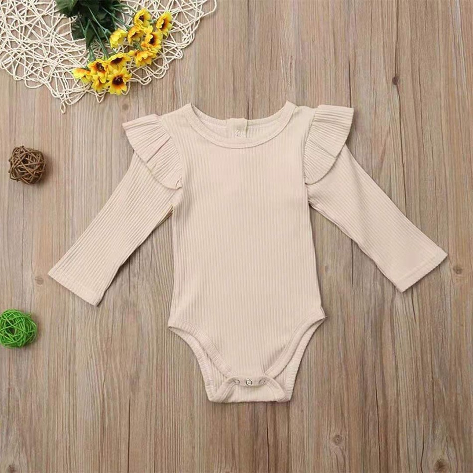 Baby Girls Ruffles Short Clothes Newborn 0-2 Years Baby Girls Long Sleeve Jumpsuit Baby Clothes