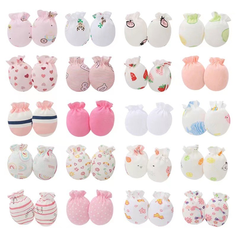 20 Pairs Baby Anti Scratch Soft Cotton Gloves Newborn Face Protection Handguard No Scratch Gloves Infant Bath Supplies