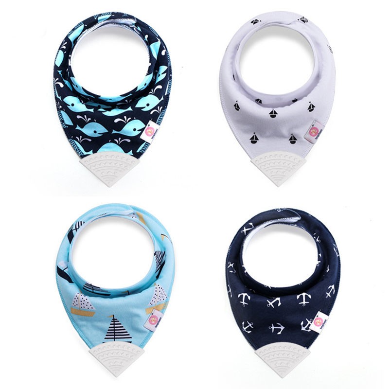 Baby Bibs With Teether Baby Stuff Triangle Bib Silicone Baby Scarf Cotton Drooling Cloth Towel Burp Feeding Infant Towel