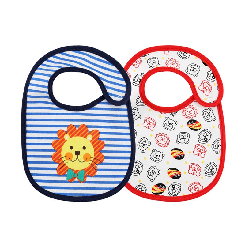 2pcs/lot infant new cartoon animal pure cotton absorbent comfortable baby bib boys and girls soft three-layer saliva towel