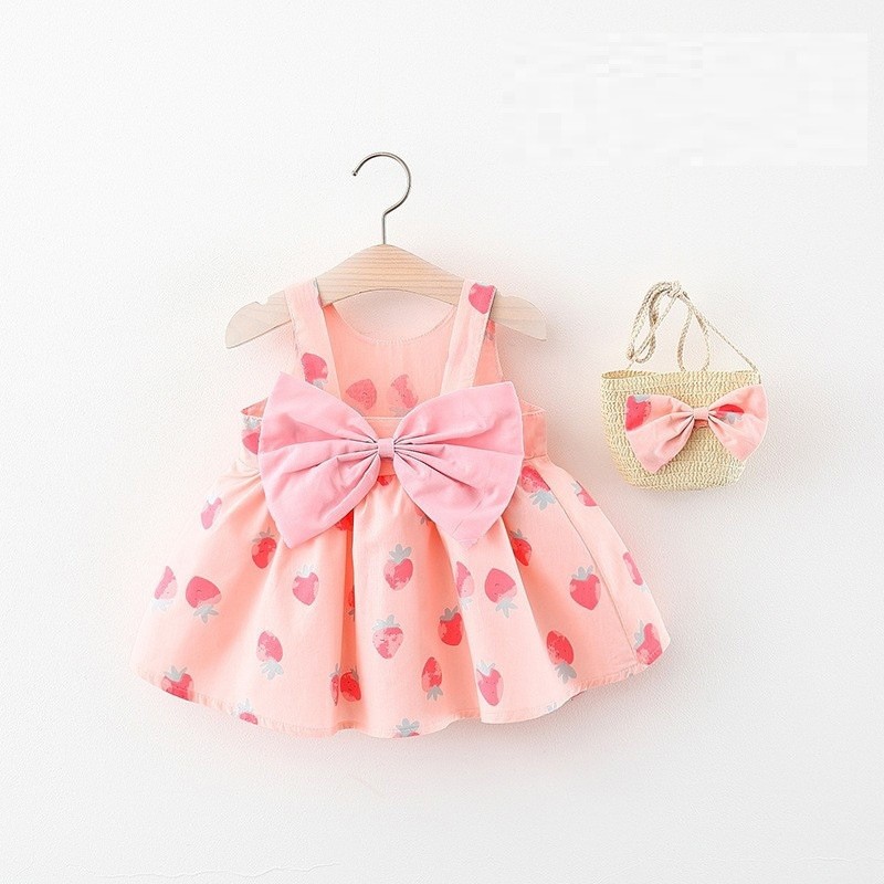 Summer Newborn Baby Clothes Infant Girl Clothes Korean Cute Flower Print Sleeveless Cotton Beach Sundress Princess Dresses