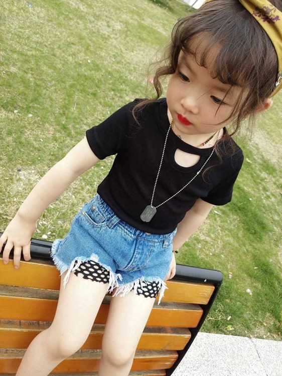 Dropshipping 2-7Y 2022 Baby Girl Summer Ripped Jeans Kids Denim Shorts For Kids Short Trousers