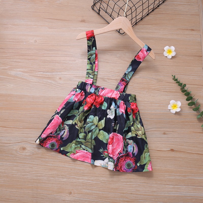 Spring Blouse + Flower Suspender Skirt 2pcs Toddlers Girl Newborn Baby Clothing Sets