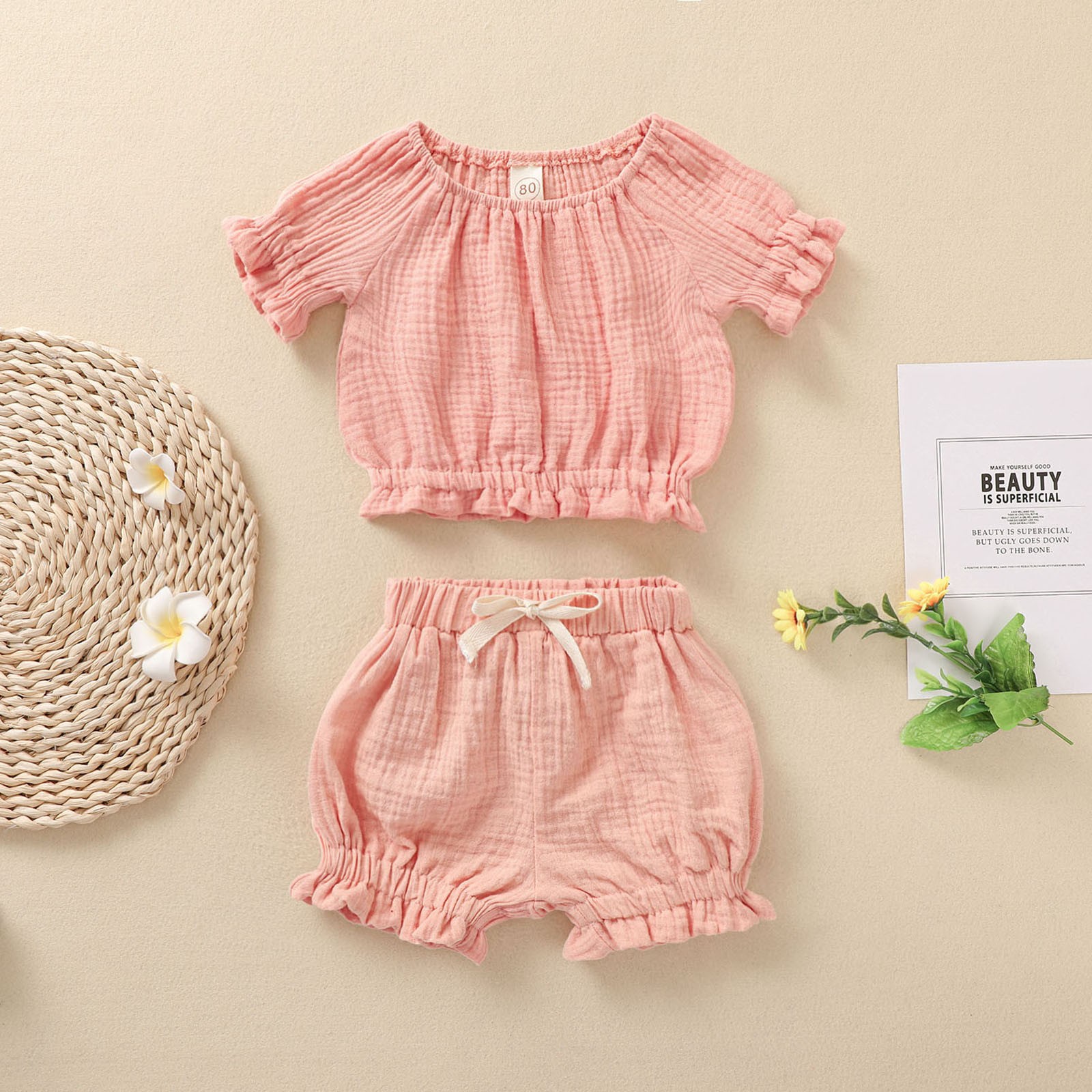 Ma & Baby 6M-3Y Summer Toddler Newborn Infant Baby Girl Clothes Set Ruffles T Shirt Shorts Soft Outfit Clothes Costumes