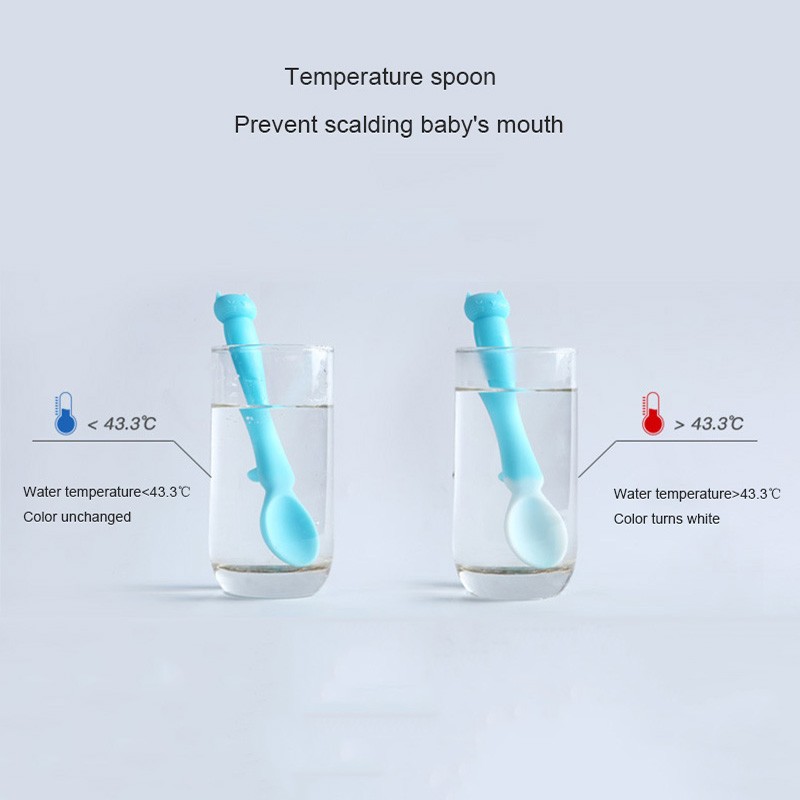 Newborn Baby Spoon Soft Silicone Temperature Sensor Spoon Baby Cutlery Training Spoon Infant Feeding Tools