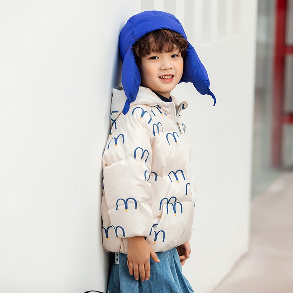 2021 Winter Children Hooded Coat Warm Outerwear Simple Fashion Windbreaker Jacket Fashion Kids Outerwear