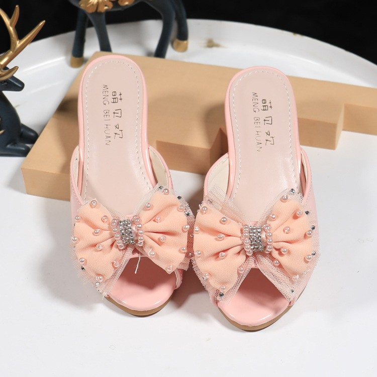 2022 New Kids Slippers Princess Girls Sandals Blue Stall Children High Documentary Slippers Pink Shoes Baby