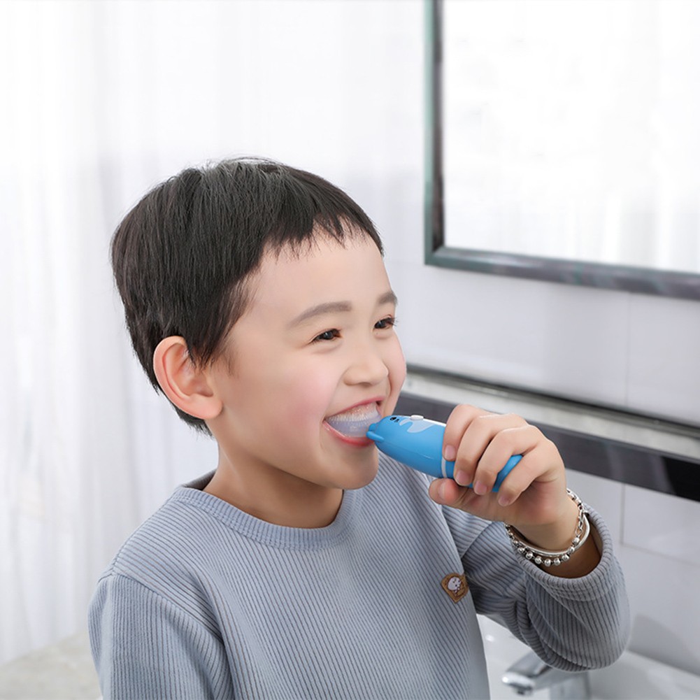 Automatic Ultrasonic Kids U Shape Vibration Silicone Electric Toothbrush Waterproof Children Toothbrush 2 Replaceable Heads