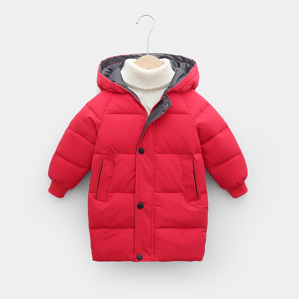 Toddlers Winter Cotton Padded Coat Long Warm Thicken Cotton Padded Long Jacket Toddler Kids Outerwear