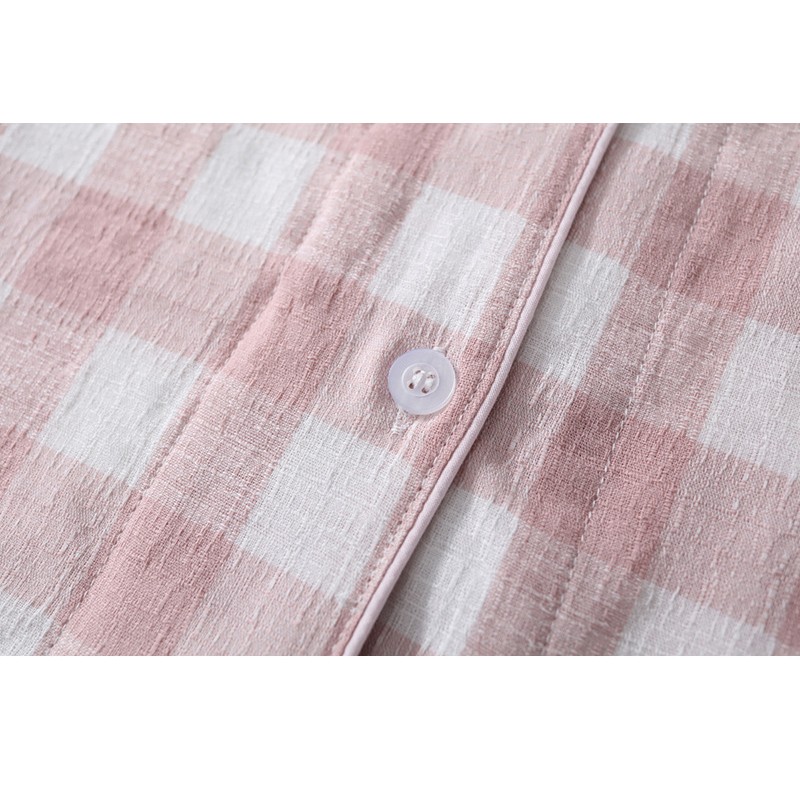 Pink White Girls Plaid Pajamas Set Summer Short Sleeve Top + Pants Baby Sleepwear Pajamas Toddler Sleepwear