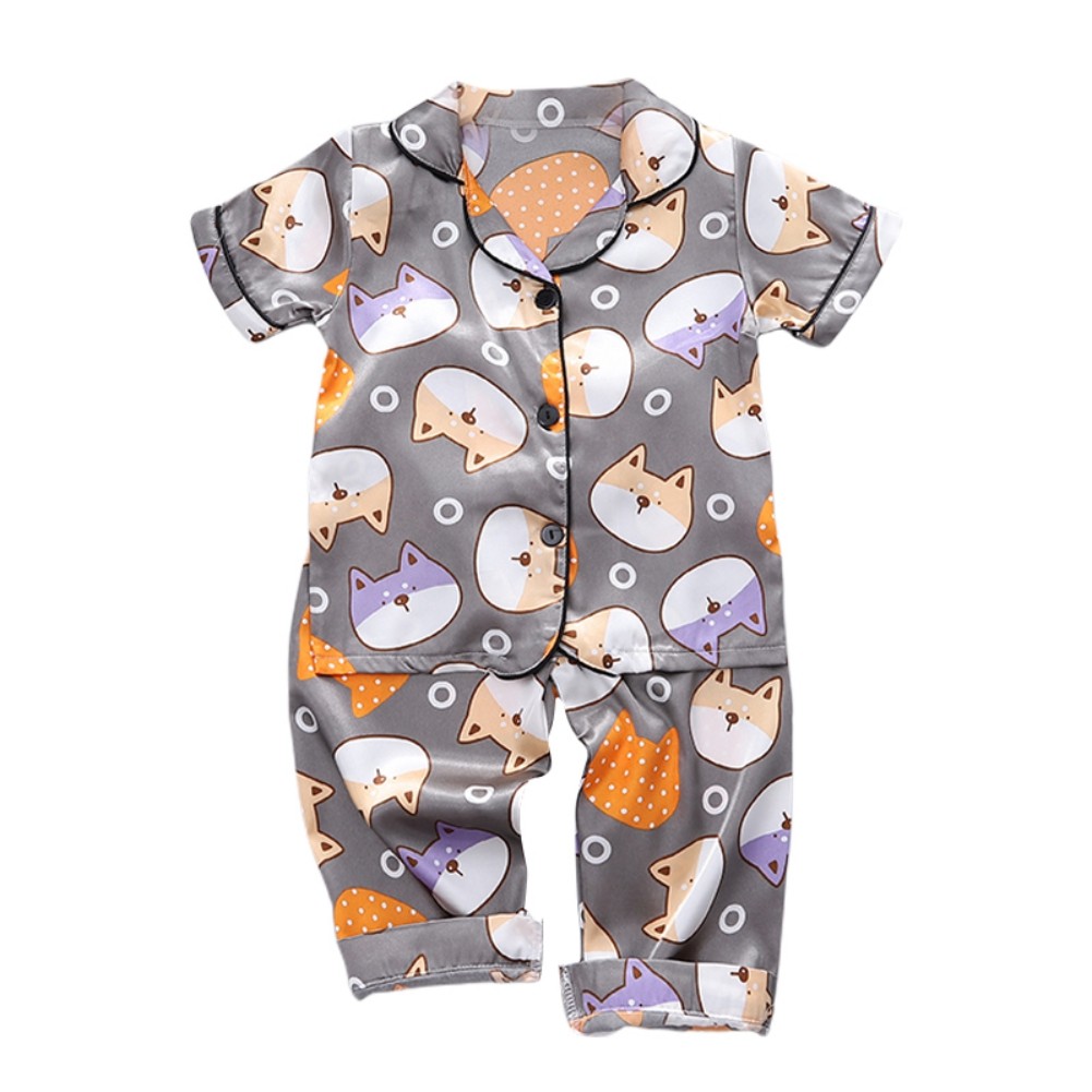 Summer 2pcs/set Kids Boys Short Sleeve Tops+Pants Sleepwear Cartoon Pajamas Home Children Girls Set 2-7 Years Kids