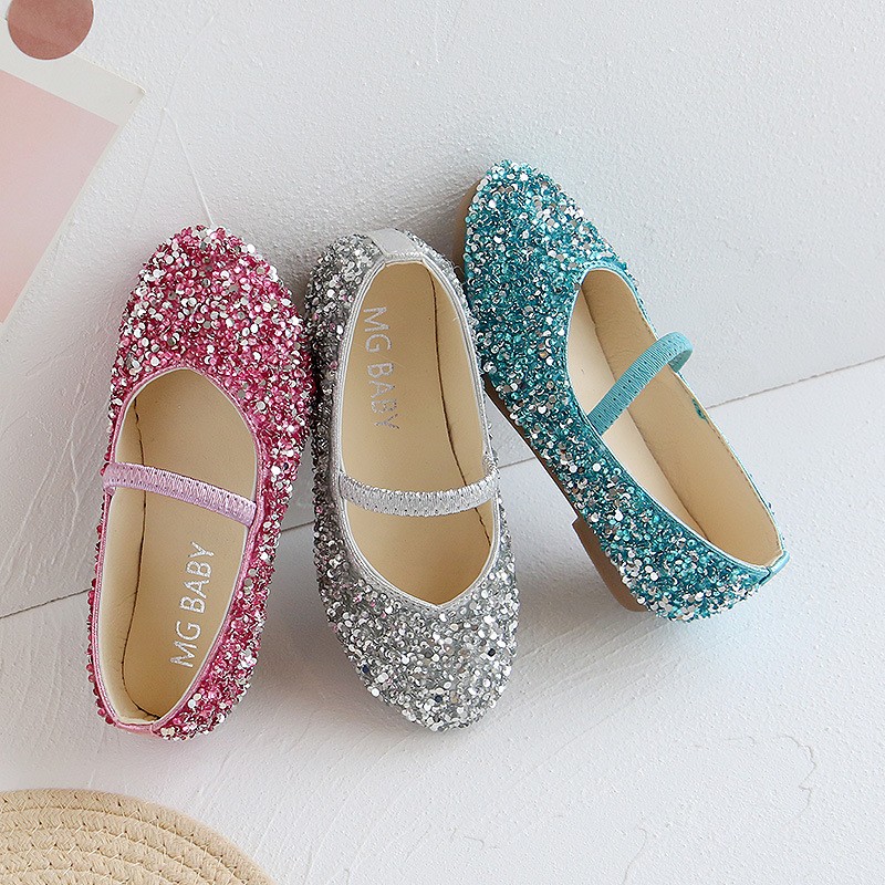 Fashion sequins leather girls princess shoes crystal dance children's shoes spring and autumn new soft sole baby boy kids shoes