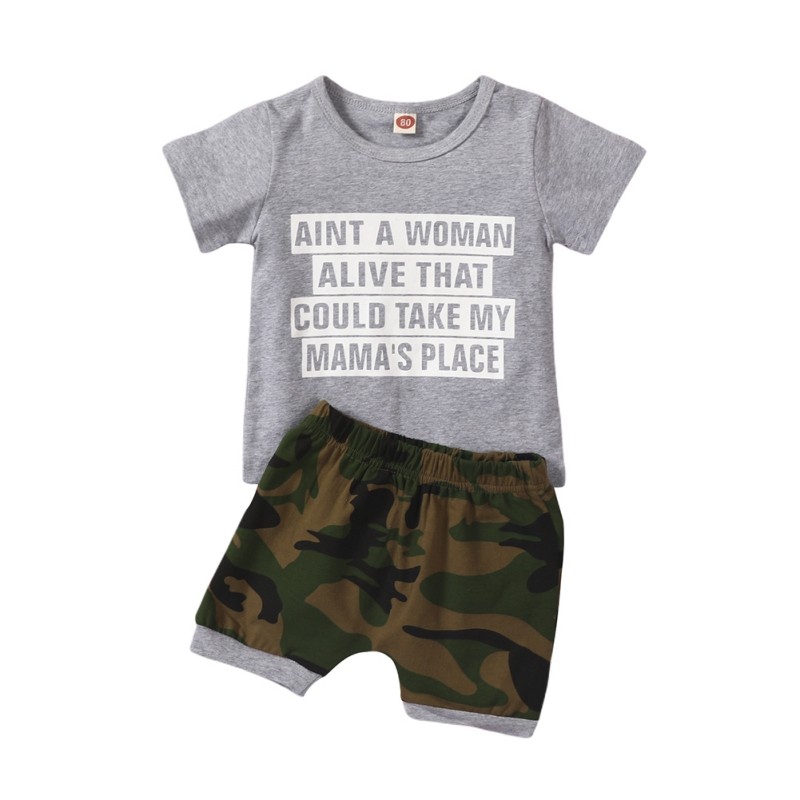 Summer Children Boy Letter Print T-shirt + Shorts Set Summer Camouflage Kids Boys Clothes Sets Baby Sets 1-3 Years For Baby