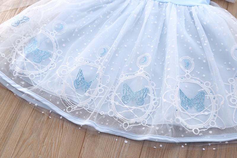 Summer Korean Lovely Lace Elsa Frozen Baby Clothes Short Sleeve Princess Dress Birthday Party Little Girls Costume Vestidos