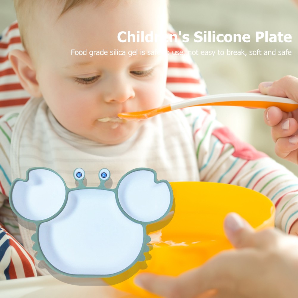 Baby Dishes Silicone Suction Plate Cute Crab Children Feeding Plate Non-slip Baby Food Bowl Feeding For Kids