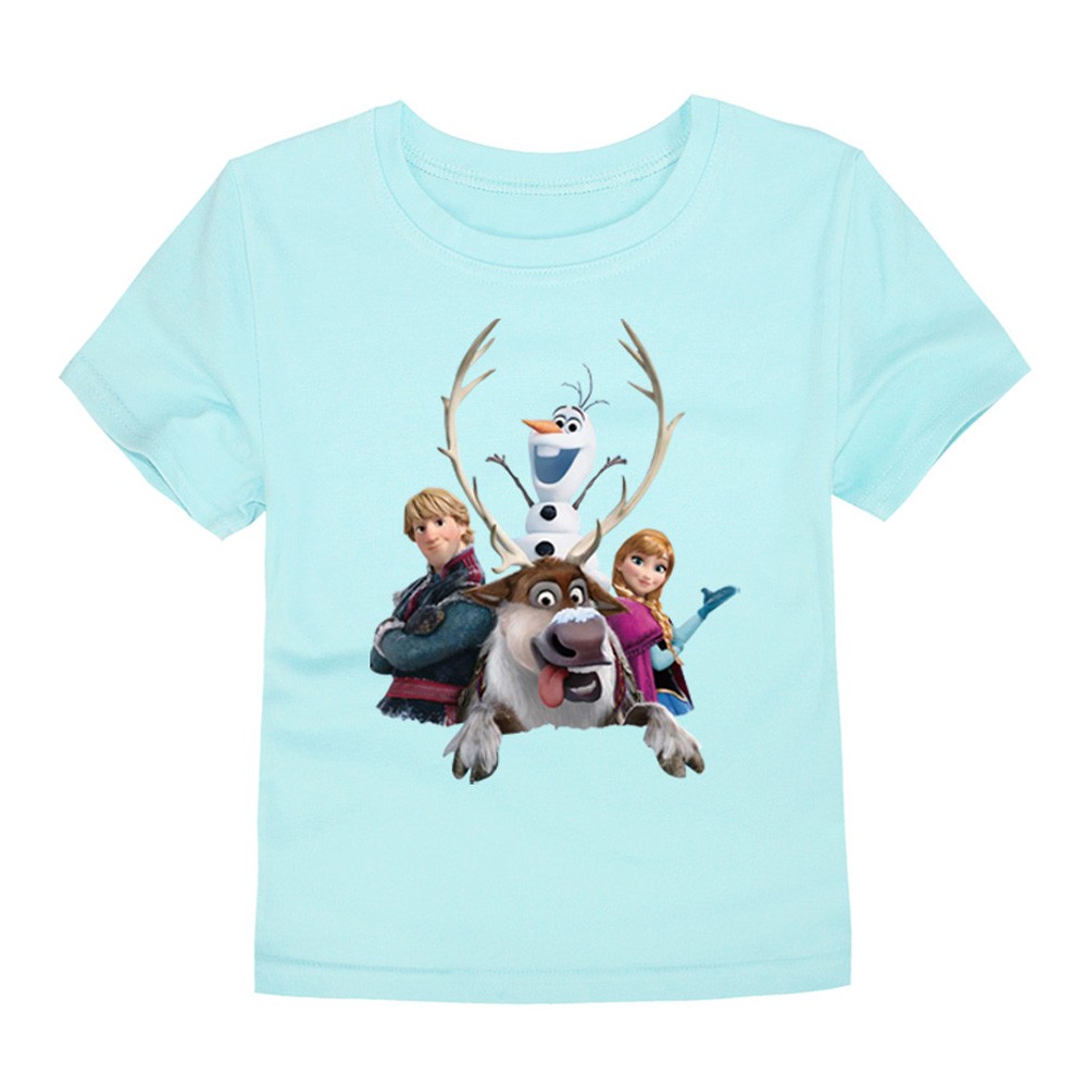 Disney Cartoon T-shirt for Boys Teens Children Summer Tops Girls Frozen Tees Anna and Elsa Cosplay T-shirt Olaf T-shirt