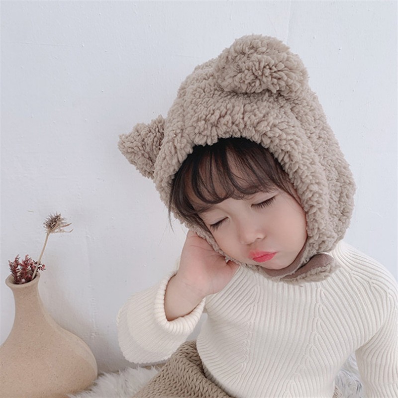 Winter Kids Bunny Hat Cute Plush Warm Baby Hat For Boy Girl Imitation Lamb Wool Baby Bonnet Infant Cap Kids Hat 1-3 Years