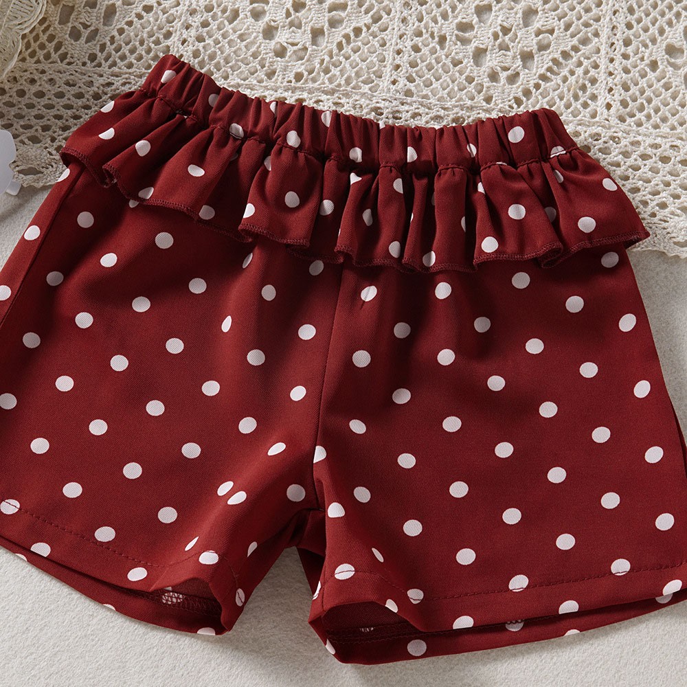 Casual Toddler Girl Summer Clothes New Fashion Strapless Top and Shorts Two Piece Set Polka Dot Exquisite Clothes for Kids 2-6Y