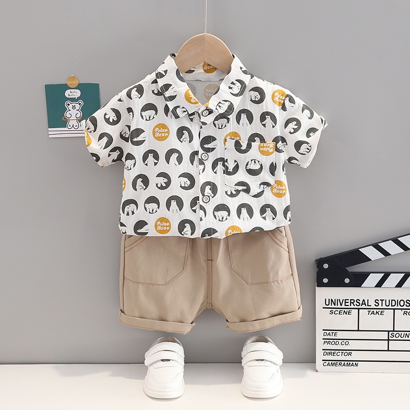 New summer baby clothes suit children boys cartoon casual shirt shorts 2pcs/sets baby costume infant clothing kids tracksuits