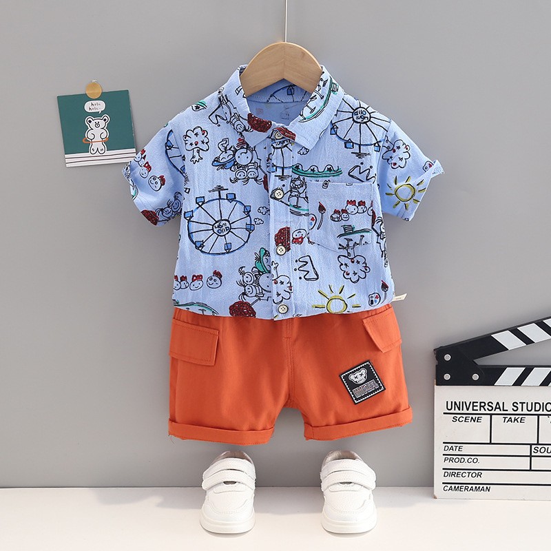 New Summer Baby Boy Clothes Suit Children Girls Cute Shirt Pants 2pcs/set Toddler Casual Costume Infant Outfits Kids Tracksuit
