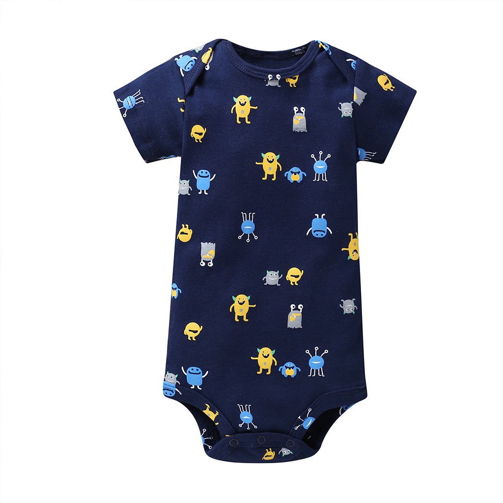 Cartoon Monster Baby Newborn Clothes Newborn Baby Clothes Short Sleeve Cotton Onesex Unisex Bodysuit 2021 5pcs/set