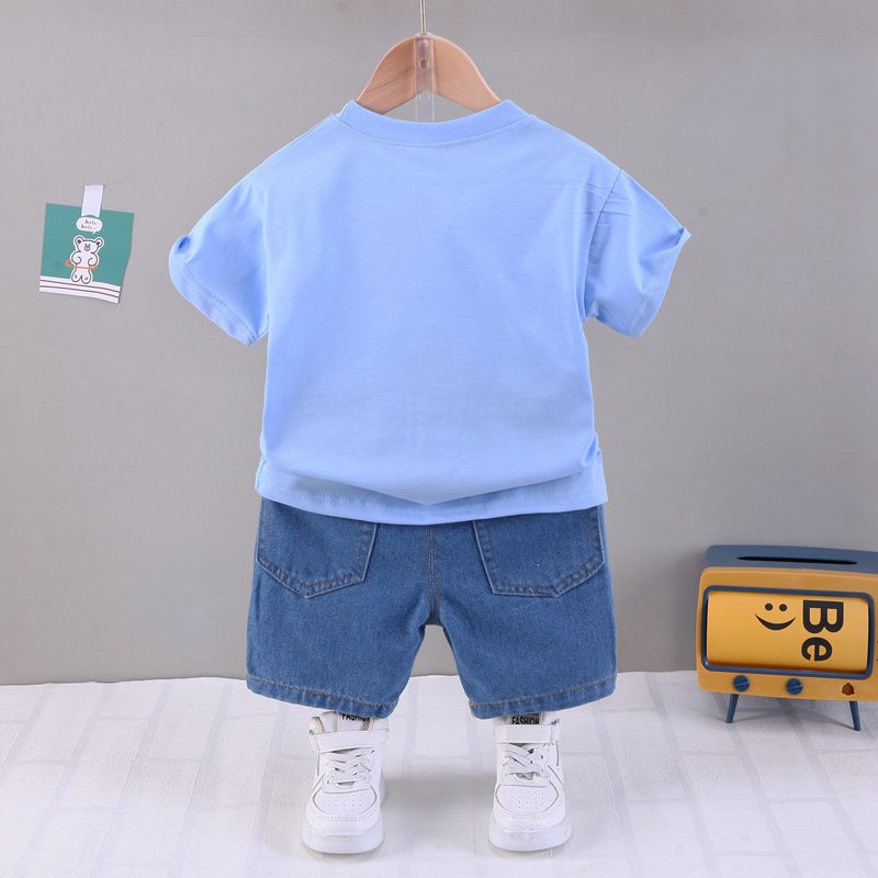 Summer Baby Boys Girls Cotton Clothes Cartoon Crop Tops 2pcs/set O-Neck Baby Clothes Set Toddler Tracksuit