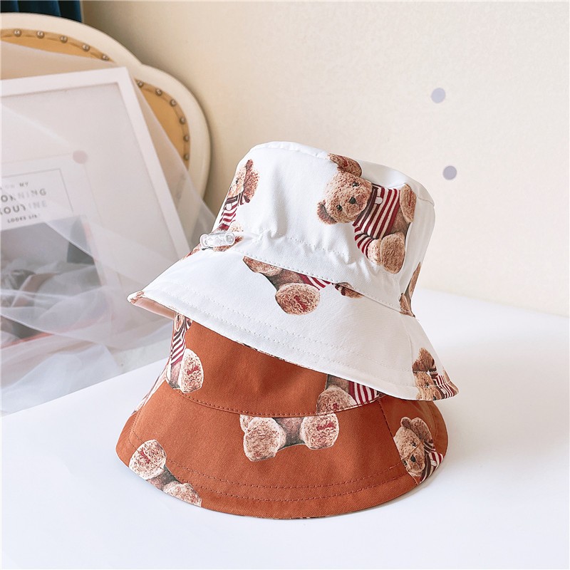 MILANCEL 2021 autumn new children's hats Korean cartoon bear fisherman hat children's thin