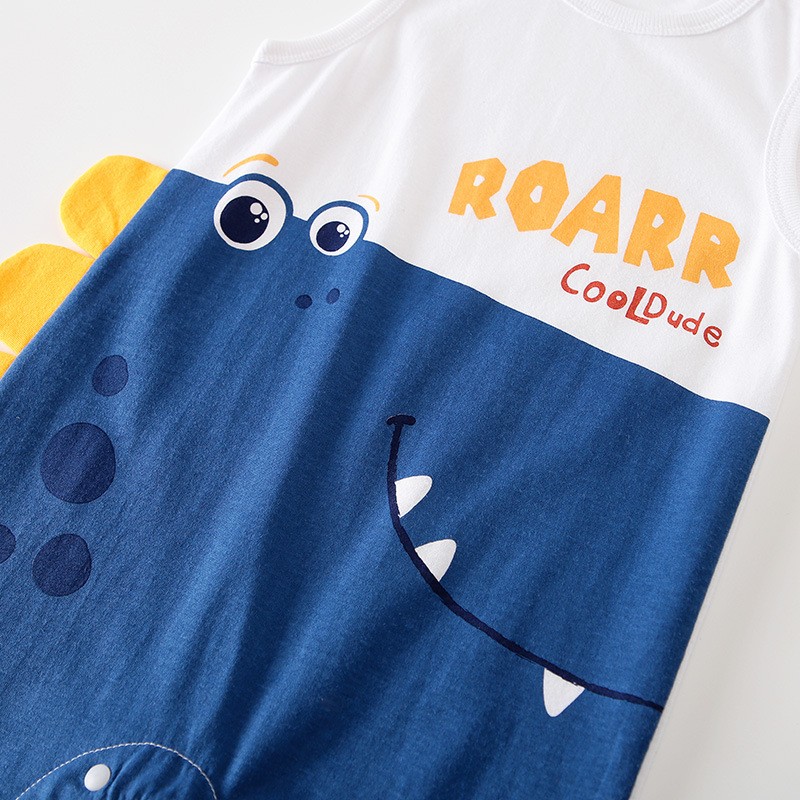 jumpsuit for boy baby girl summer sleeveless vest one piece newborn baby cartoon crawling suit new cartoon dinosaur cotton clothes