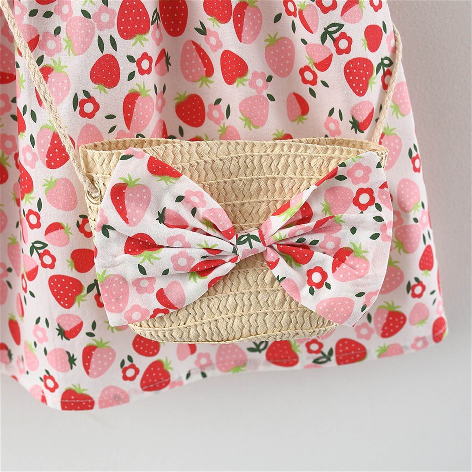 Summer Sleeveless Bowknot Dress Ruffles Floral Print Dress Bag Set Vacation Party Dress Toddler Infant Baby Girls Princess Dress