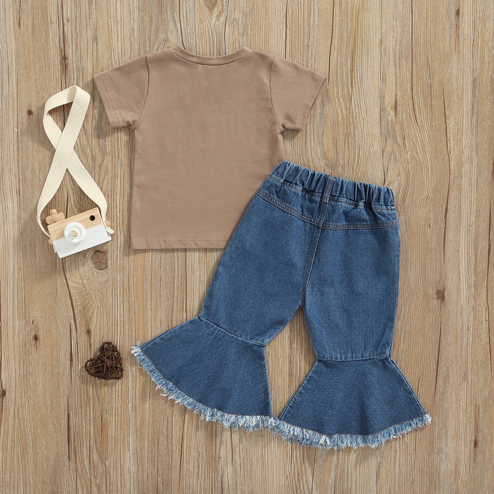 Ma & Baby 1-6Y Baby Boy Girls Clothes Set Summer Letter T-shirt Flare Pants Outfits Costumes D01