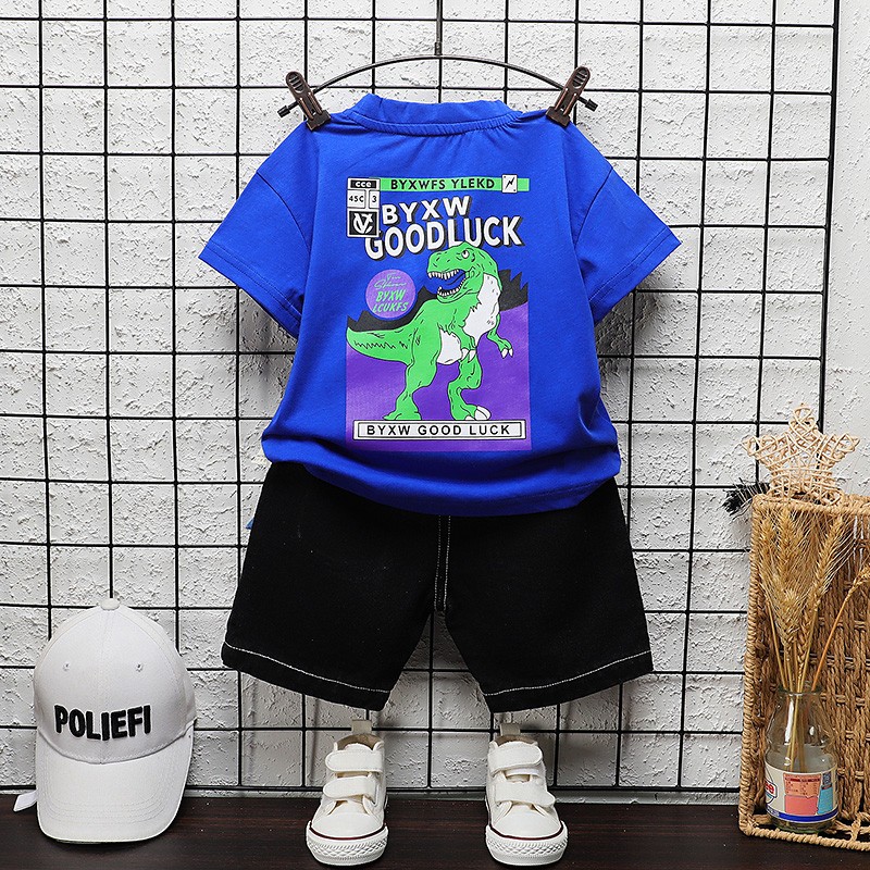 New summer baby clothes suit children boys girls dinosaur cotton T-shirt shorts 2pcs/sets baby casual outfit kids tracksuits