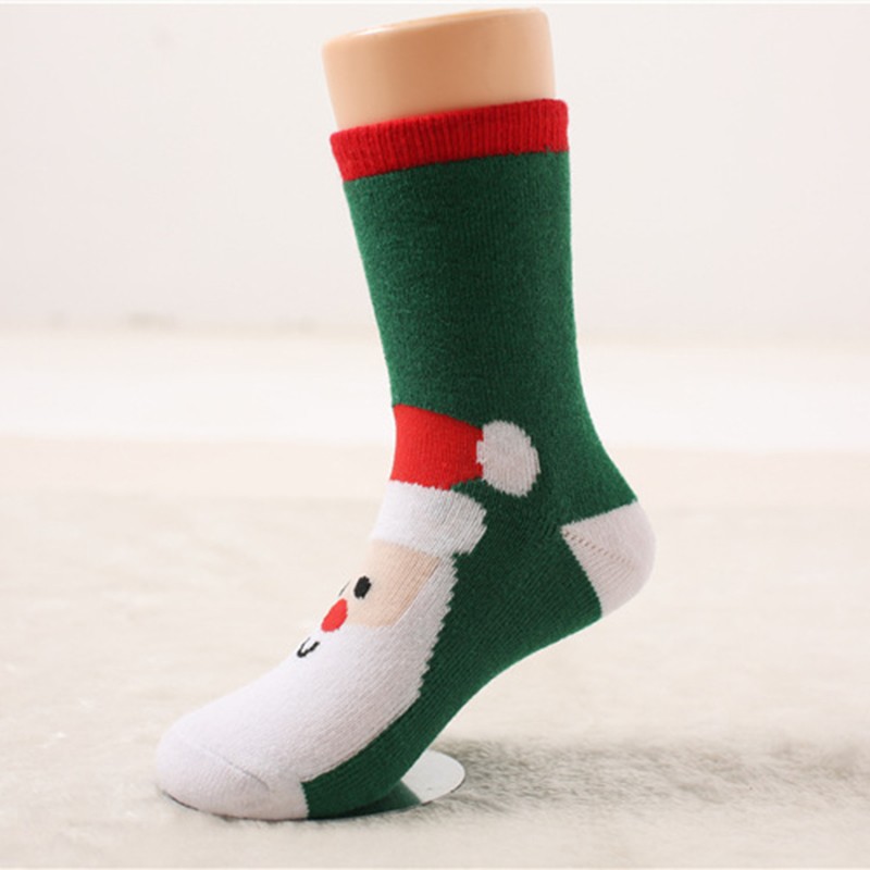 1 Pair Spring Winter Autumn Baby Girls Boys Kids Socks Children Striped Terry Snowflake Elk Santa Claus Christmas Bear