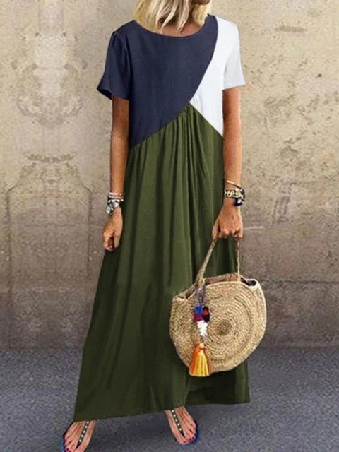 Pregnant Maternity Dress Pleated Patchwork Dress Women Short Sleeve Loose Casual Long Summer Dress Vestidos Elegant Clothes