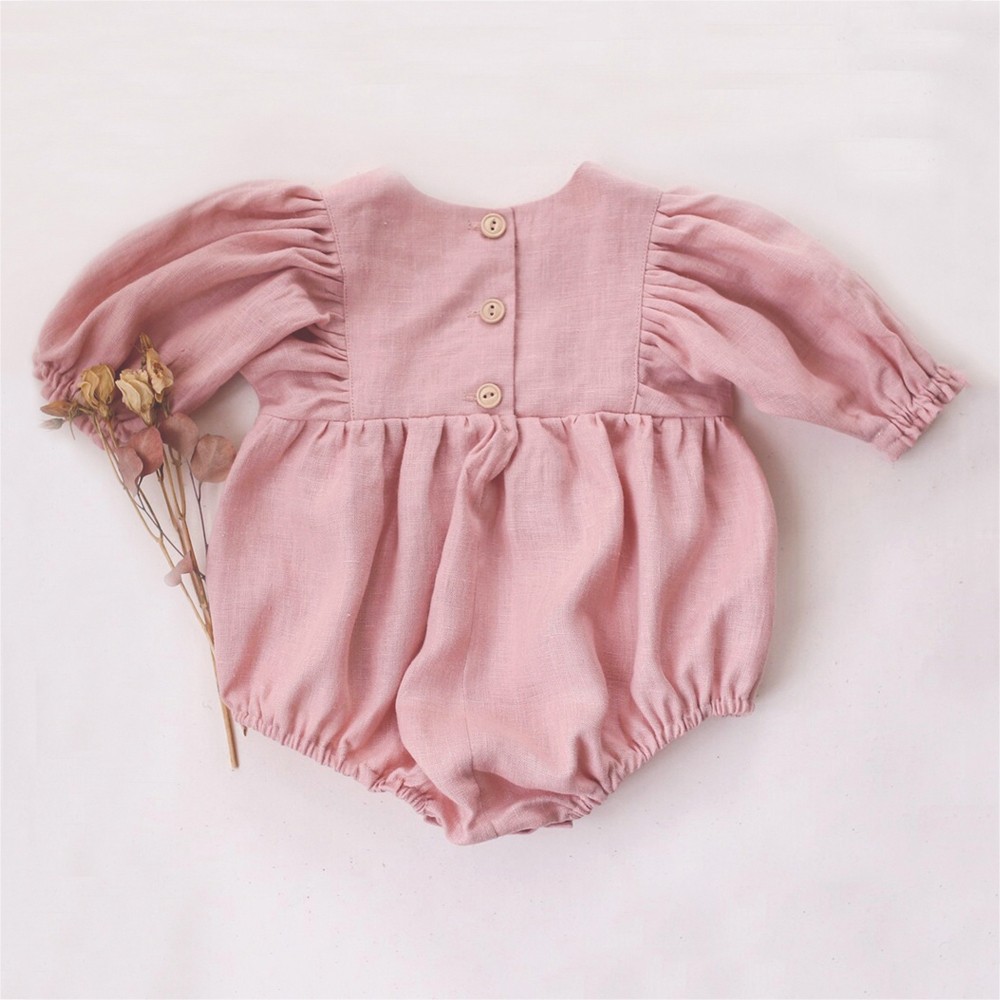 0-18M Baby Girl Cotton Pants Solid Color Long Sleeve Romper Spring Jumpsuits Infant One Piece Newborn Baby Girl Clothes