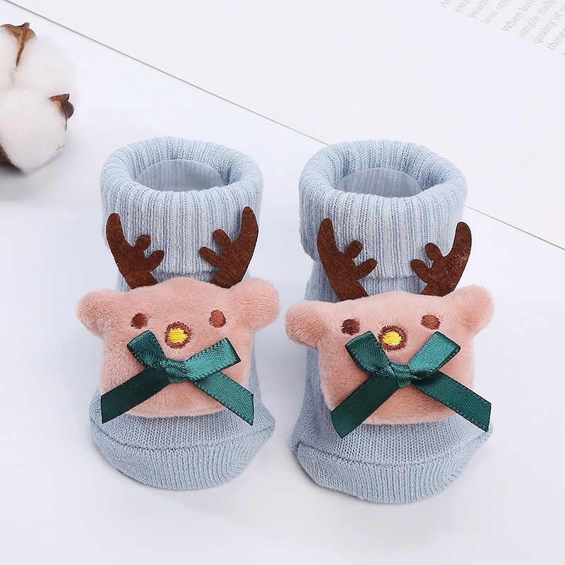 Newborn Baby Girl Boy Cute Cartoon Pattern Cotton Socks Infant Anti-slip Warm Floor Socks Medium Tube Knitted Socks