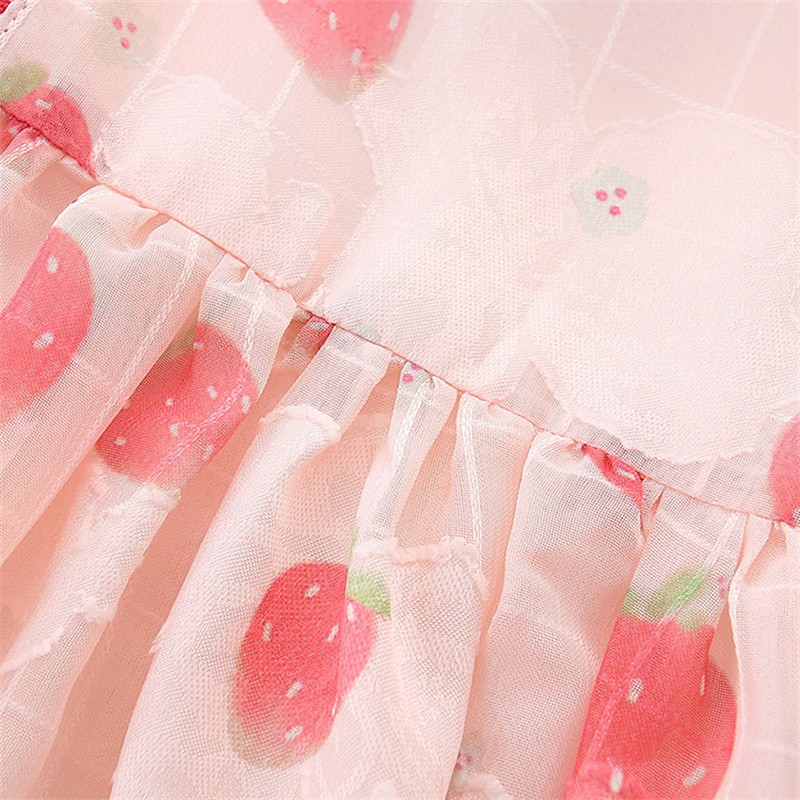 LAUDKA Summer 0-24M Girls Cotton Strawberry Print Underwear Infant Princess Jumpsuit Summer Chinese Style Lace Clothes 2022