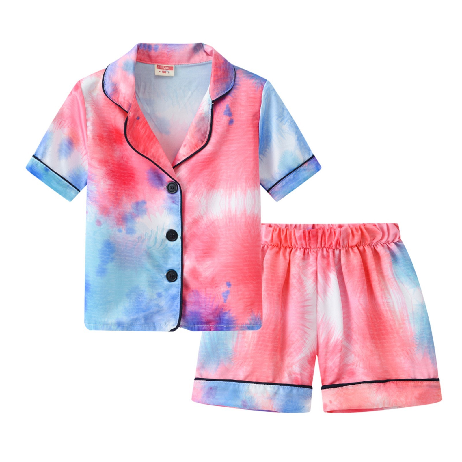 Children's gradient summer baby boy kids boys girls tie-dyed printed short-sleeved shorts home two-piece pajama set #g4