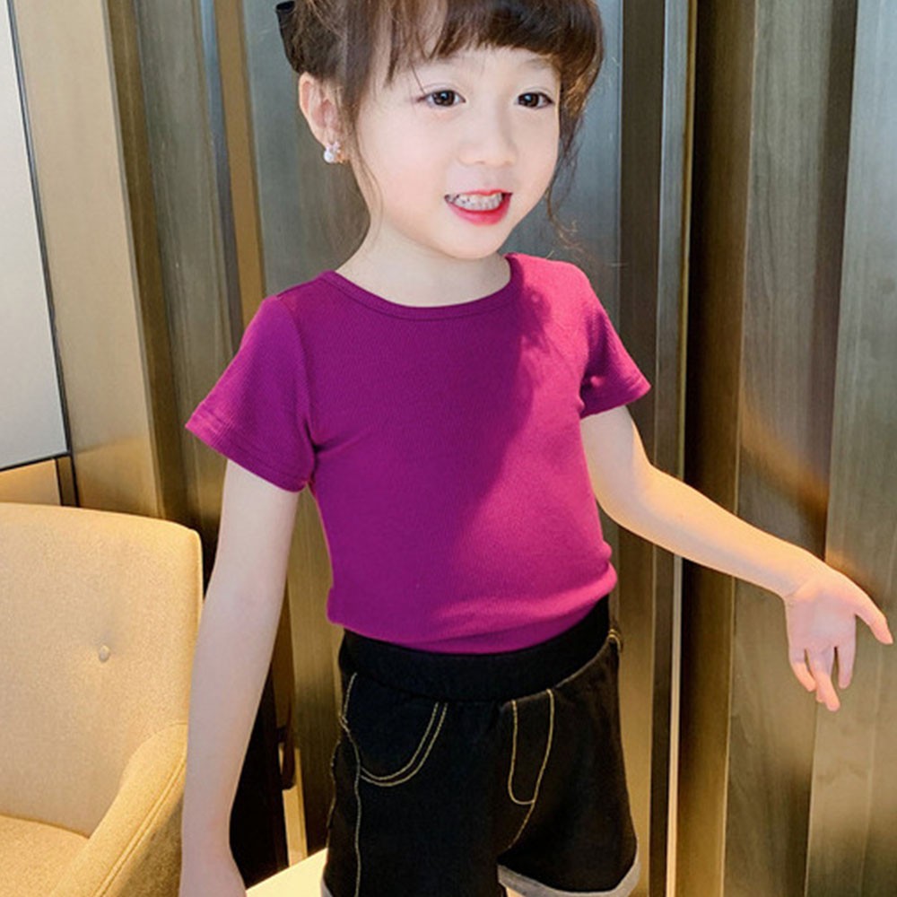 Girls T-shirt Kids Short Sleeve Back Bow-knot Baby Cotton Shirt Clothes 2022 Summer Chilren Hot Color Surface Tees