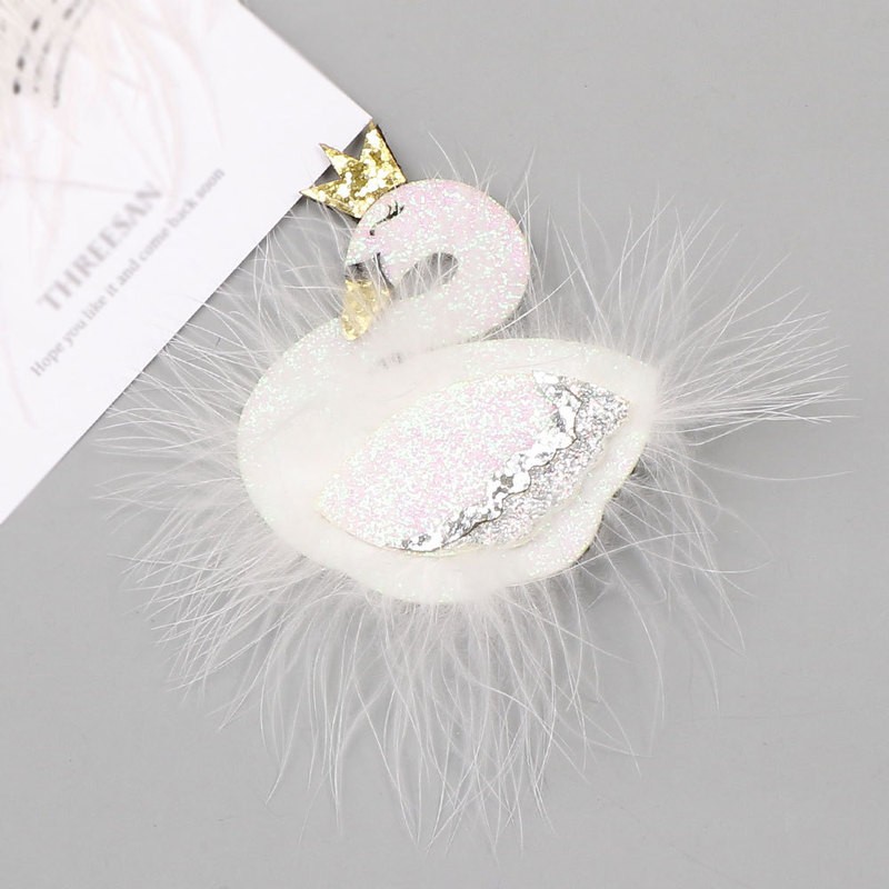 Princess Plush Swan Hair Clip Hairgrips For Girls Kids Hair Clips Hairpins Barrette Children Headwear Kawaii Hair Accessories