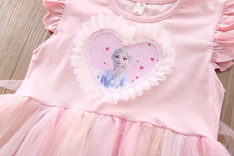 Summer Children's Clothing Frozen Lace Elsa 2 Princess Dresses Birthday Outfits Korean Cute Baby Girls Party Clothes