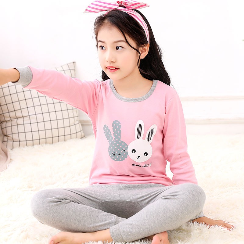 Spring Easter Festival Kids Costume Baby Girls Clothes Clothing Sets Cartoon Bunny Bunny Full Sleeve Top Pants 2pcs Sleepwear