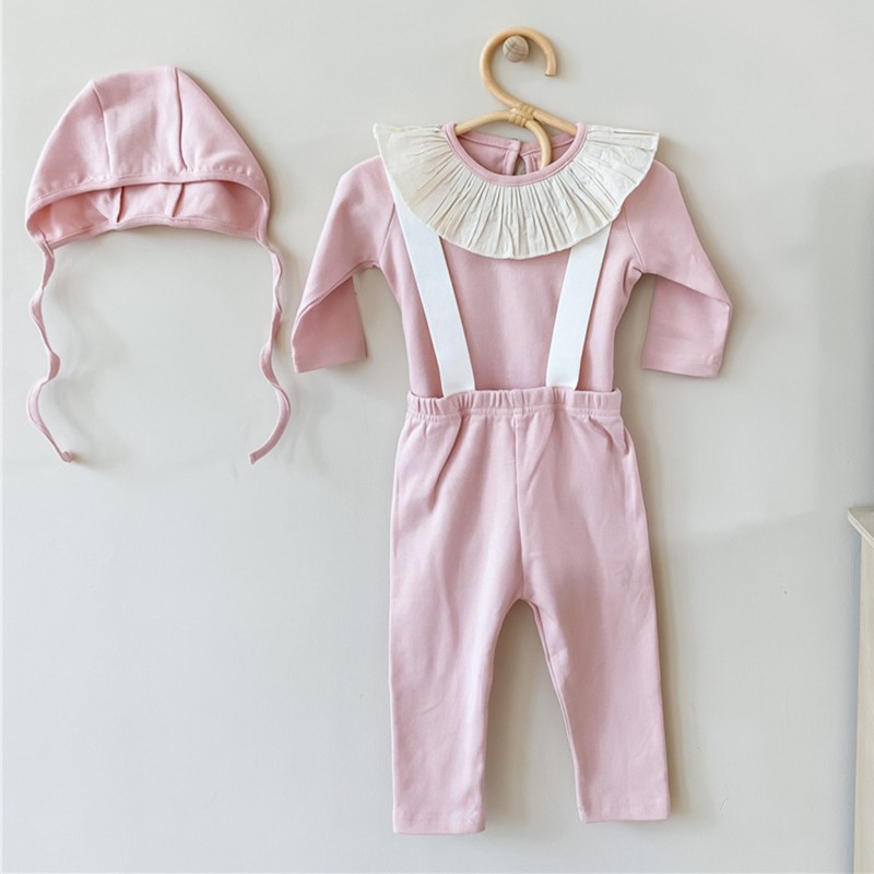 3pcs/set Newborn Baby Girl Clothes Infant Outfits Autumn Spring Baby Girl Romper + Overall Pants Girl Clothing Sets