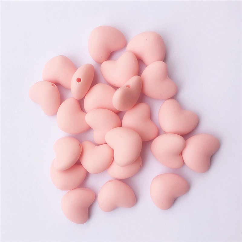 Chenkai 100pcs BPA Free Silicone Heart Teether Beads DIY Baby Pacifier Shower Soother Nursing Pendant Toy Sensory Accessory