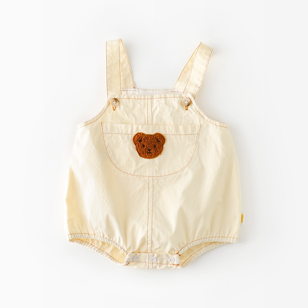 2022 summer baby bodysuits infant girls sleeveless one-piece baby towel bear embroidery newborn overalls boys cotton clothes