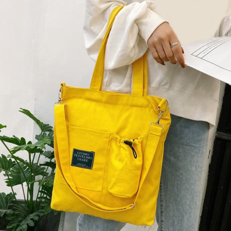 Women Canvas Bag New Design Zipper Shoulder Bag Female Reusable Large Capacity Shopping Bag Ladies Eco Cloth Shopping Bags