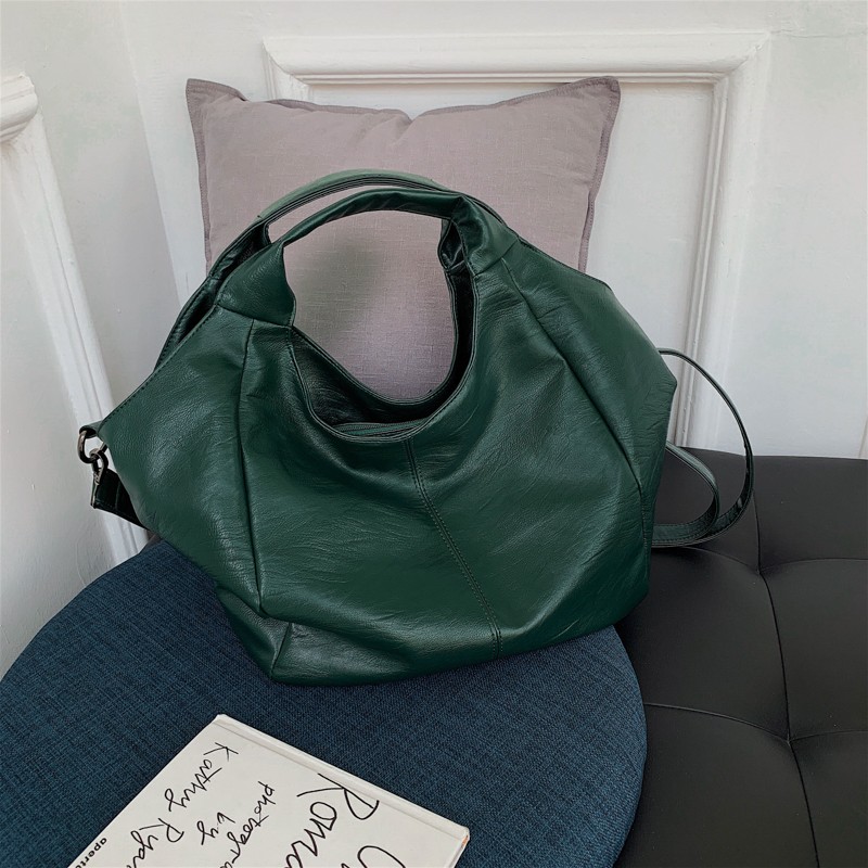 Green Unique Women Shoulder Bags Design Large Shopping Bag Large Capacity Hobos Bag Lady Soft Leather Messenger Bag Sac