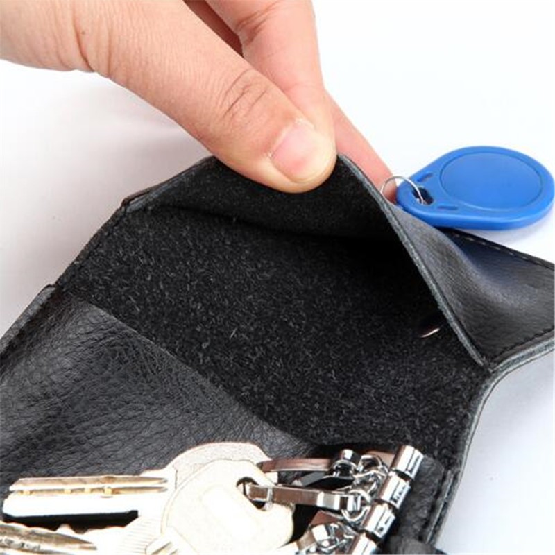 PU Leather Keychain Men Women Key Holder Organizer Pouch Cow Split Car Key Wallet Housekeeper Key Case Card Bag Small