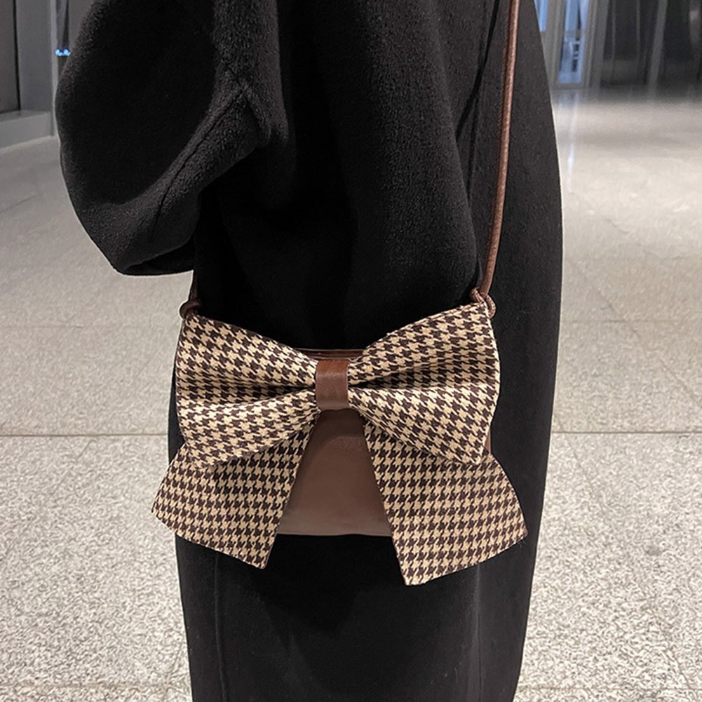 Women Bag PU Leather Big Bow Design Crossbody Shoulder Bag Lady Fashion Zipper Trend Exquisite Small Retro Tote Handbags