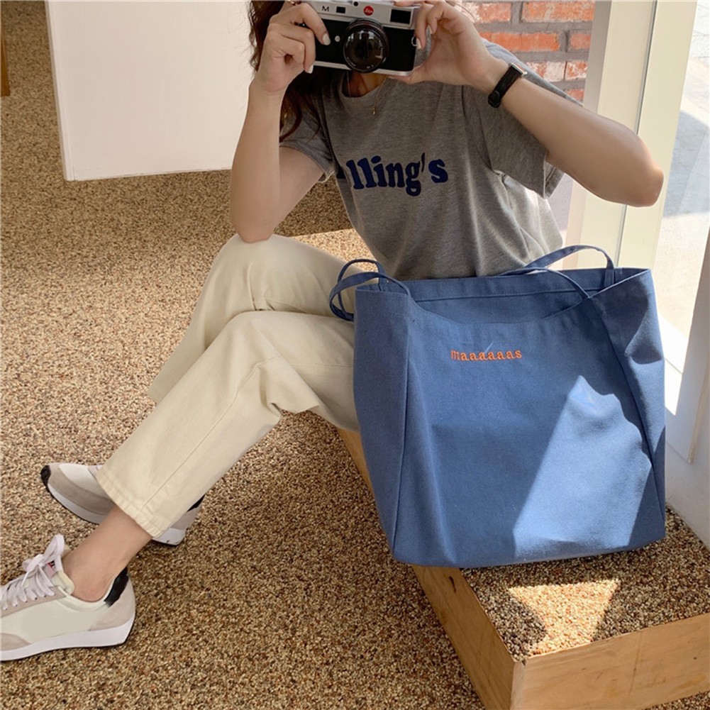 Fashion Women Canvas Shoulder Bag Solid Color Large Capacity Daily Leisure Cross Hand Shopping Bags For Travel